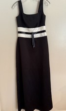 Gown Black Satin W/ White Jeweled/Tie Mid. Fancy Night Out, Prom/Homecoming Sz 4