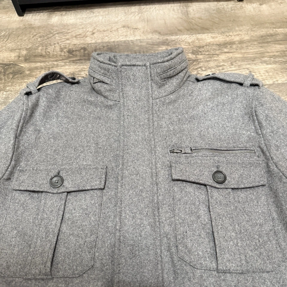 Abrigo de invierno Express 4 bolsillos gris mezcla de lana tweed | XL para hombre Foto 3 de 4