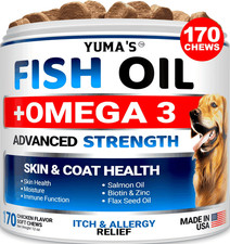 Omega 3 Fish Oil for Dogs  170 Chews  Skin and Coat Supplement  Omega 3 for