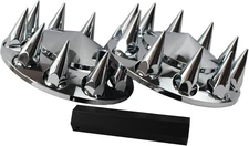 ABS Chrome Plastic Front Axle Cover Kits with 33mm 33 millimeters, Spiked 