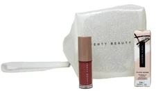 Fenty Fussy Lip Gloss Bomb .07 oz Mini Jelly Glitter Bag Pouch Cosmetic Set New