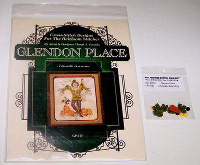 Glendon Place A SOCIABLE SCARECROW Counted Cross Stitch Chart w BUTTONS GP-113