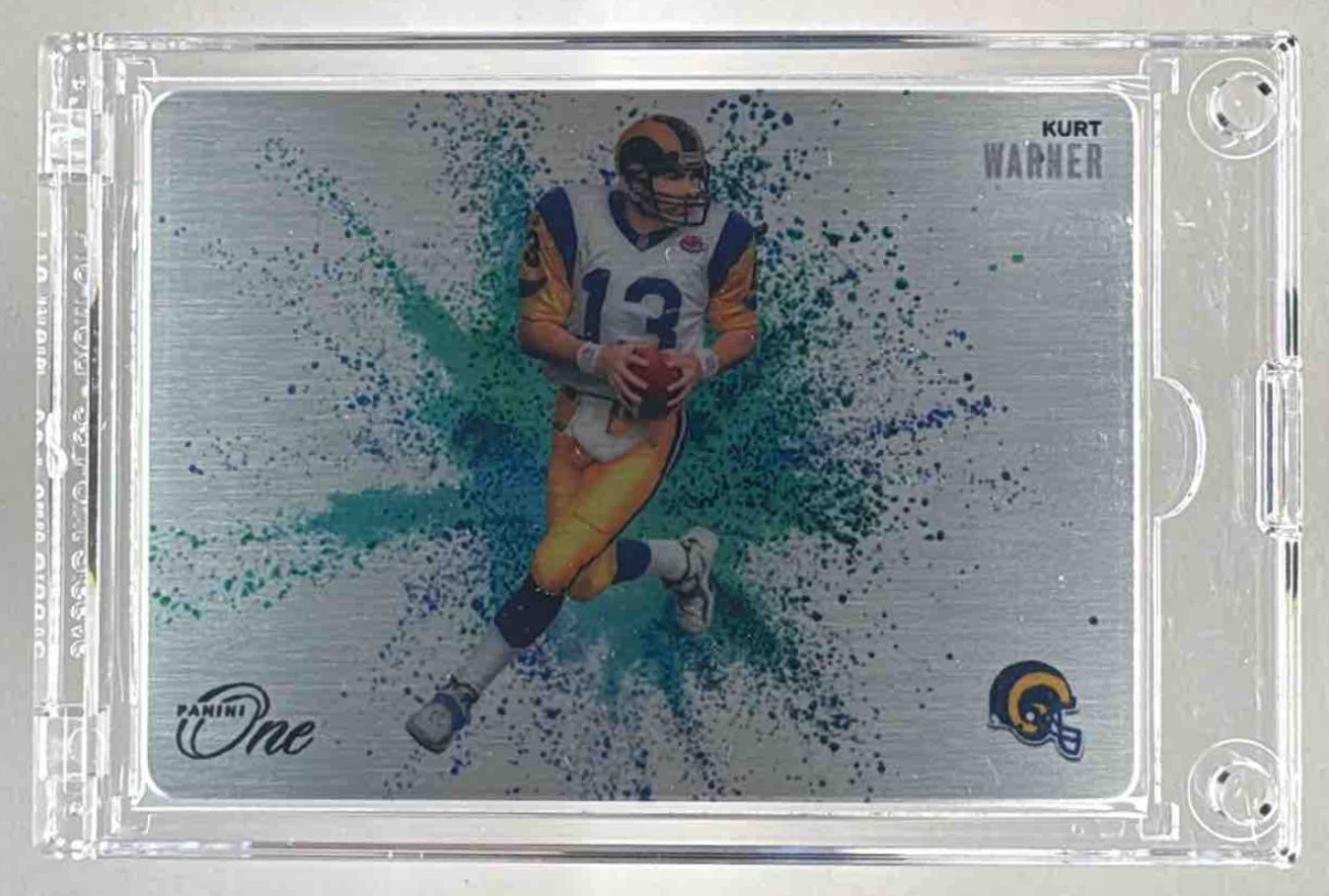 Kurt Warner 2024 Panini One #CB-KWR Color Blast SSP Metal