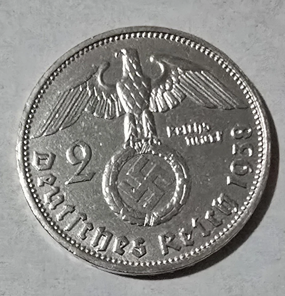 美丽的纳齐银币遗物:2 Reichsmark 历史二战时期文物,J.366 — 第 4/4 张图片