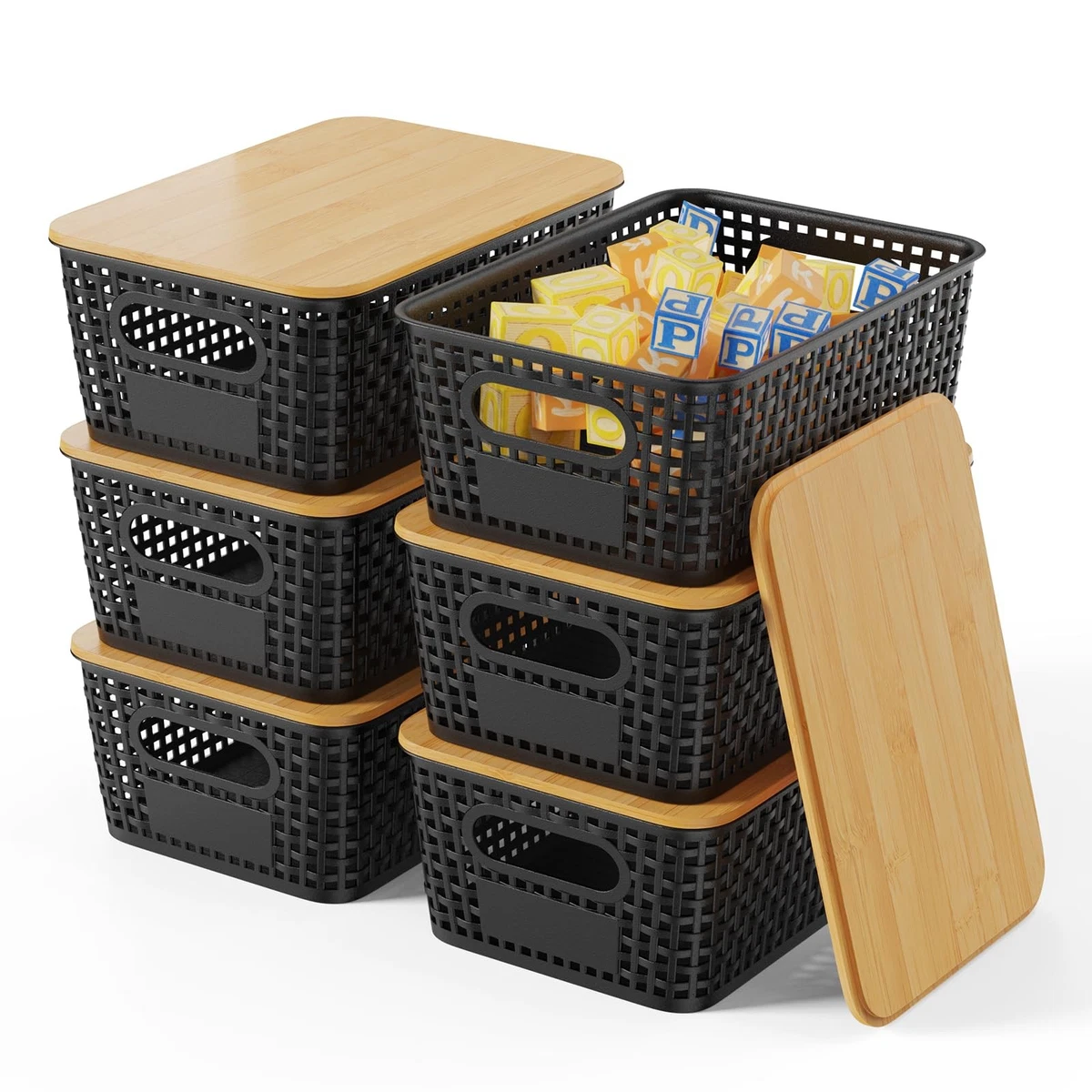 Faankiton Organizer per cassetti in bambù, portaposate in legno con 5