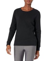 Damen Fleece-Sweatshirt Schwarz, Rundhalsausschnitt, Amazon Essentials, GrößE S