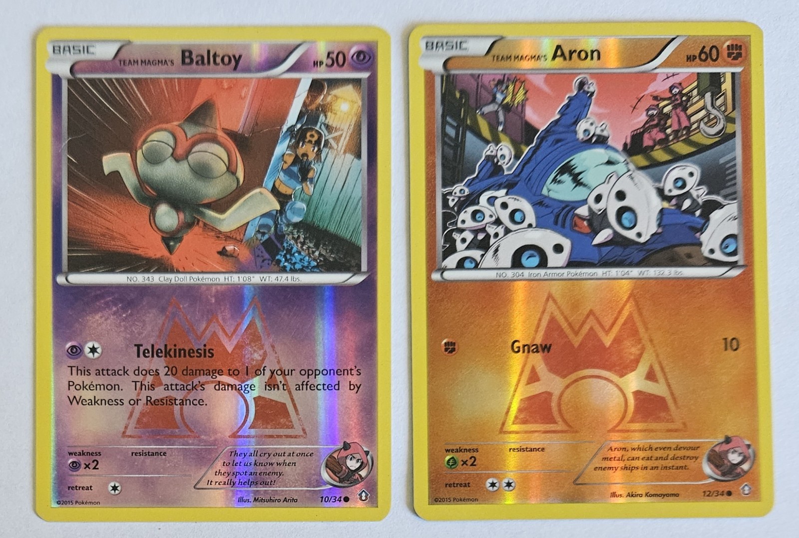 Team Magma's Baltoy & Aron Reverse Holo 10/34 Double Crisis Pokemon Card LP/MP