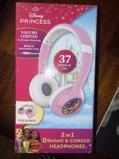 Disney Princess Headphones Bluetooth  Corded Kid Safe Volume Limiting New InBox