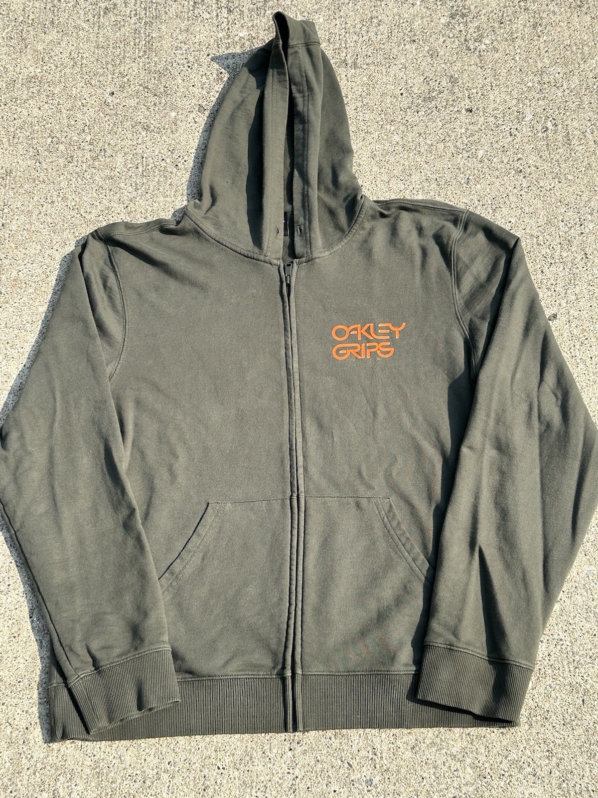 Oakley Grips Custom Fit Full Zip Hooded Sweat Jacket Men’s Size XL Green Grunge