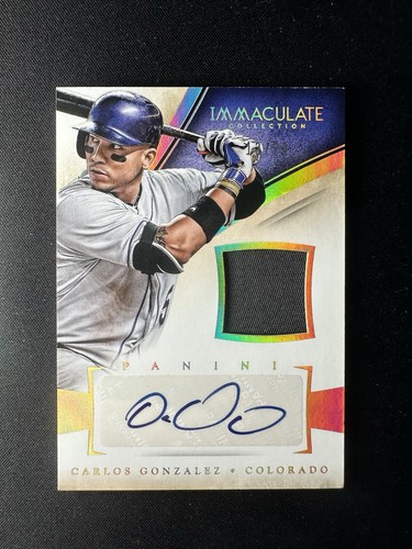2014 Immaculate Collection Carlos Gonzalez Game Used Patch Auto /20 Gold Rare
