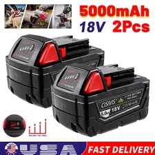 2PACK 5.0AH For Milwaukee for M18 Lithium 18V Li-Ion Extended 48-11-1850 Battery