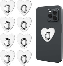 8Pcs Heart Cell Phone Ring Holder, Phone Charm Hook Adhesive Metal Finger Ring S