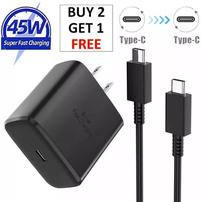 45W For Samsung Galaxy S23 22 21+ Type USB-C Super Fast Wall Charger+3.3Ft Cable