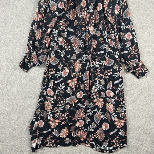 Blue Illusion Dress Size M Floral Maxi Long Sleeve Flowy Evening Cocktail Summer - Picture 9 of 12