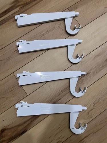 4 Rubbermaid 12.5” Shelf Bracket Double Slot Configuration & 4 Rod Hanger Closet