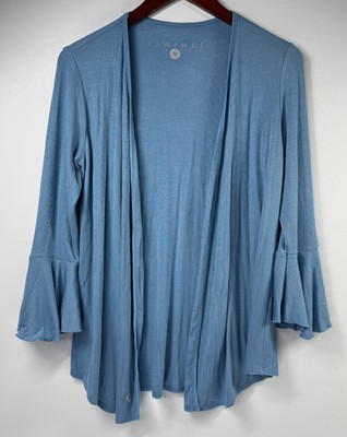 JJ Winks Women s Ribbed Cardigan Bell Sleeve Boho Blue Womens Size Medium