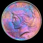 Peace Silver Dollar 1923 90% Silver Monster Rainbow Toning Uncirculated
