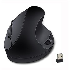 Ergonomic Wireless Mouse Vertical Mouse 2.4GHz Optical Adjustable DPI Black