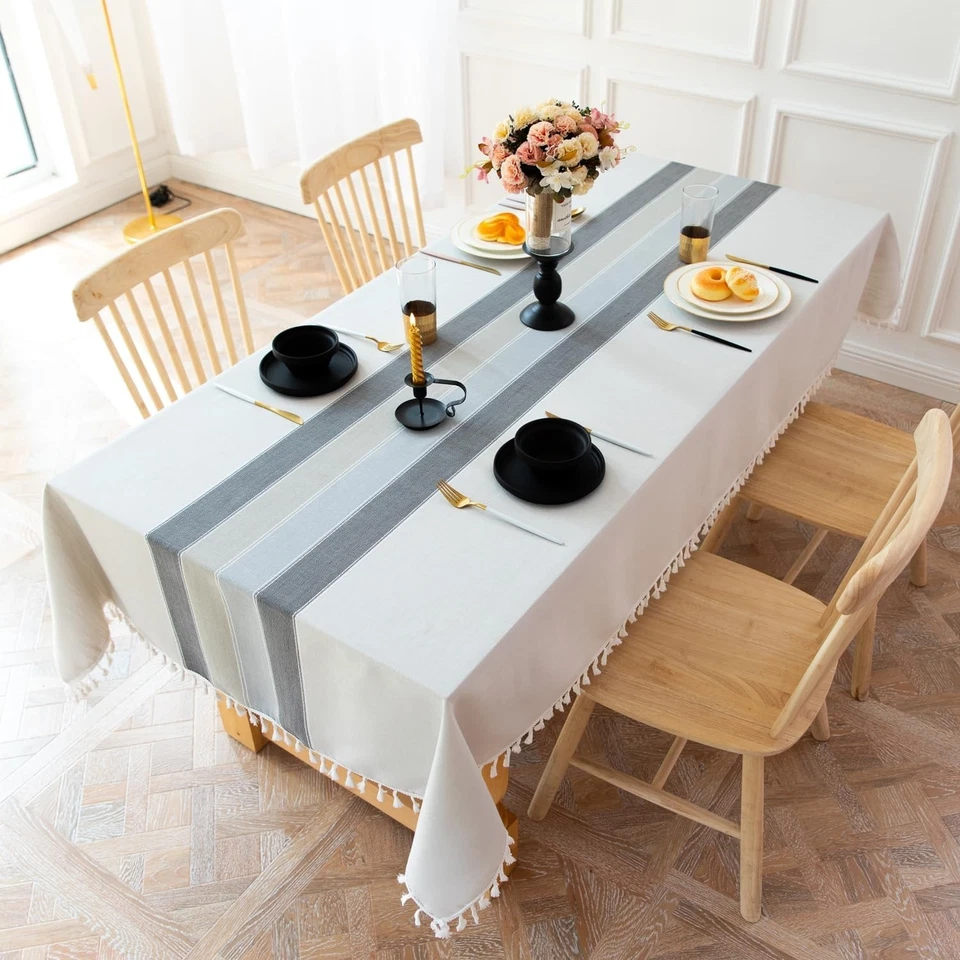 Chic Waterproof Tablecloth with Tassel - Perfect for 6-8 Seating Arrangements - Image 4 of 4