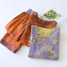 Women Loose Pajamas Set Sleepwear Top and Pants Set Nightwear Home Wear Soft