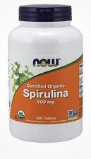 Now Foods Organic Spirulina 500mg Super Green Supplement, 500 Tablets, Exp 10/26