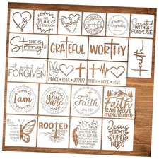 21pcs Christian Stencils for Crafts Reusable Motivational Bible Verse Template
