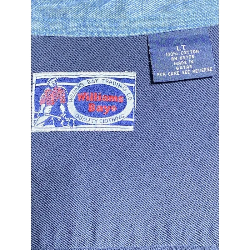 Williams Bay Button Up Shirt Men's Large Tall  Long Sleeve Solid Blue - Image 3 of 4