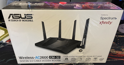 ASUS CM-32 AC2600 DOCSIS 3.0 High Speed Cable Modem Router Combo- NEW
