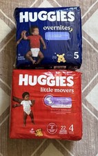 Huggies Little Movers Size 4 22ct And Huggies Overnites Size 5 18ct