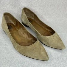 Frye Sienna Pointed Toe Ballet Flats-Women’s 9.5-Tan Soft Suede-Designer-Casual