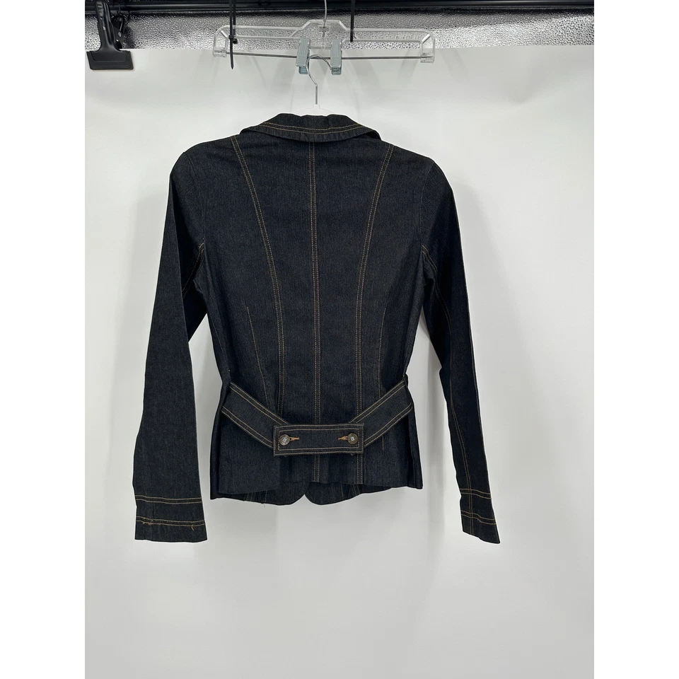 Blazer de mezclilla para mujer Y2K talla 2 estructurado punto occidental ribete en contraste a medida Foto 2 de 4