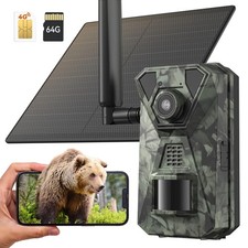 4G Trail Camera 48MP 4K Game Camera Solar-powered 64GB SD Card Hunting Camera