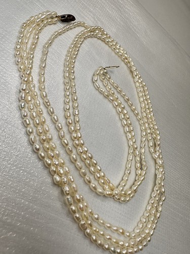Vintage 3 Strand Freshwater Pearl Necklace, 25 Inches With Case - Picture 17 of 19