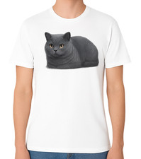 T-shirt gatto pelo corto britannico realistica grigio gattino grafica maglietta unisex regalo