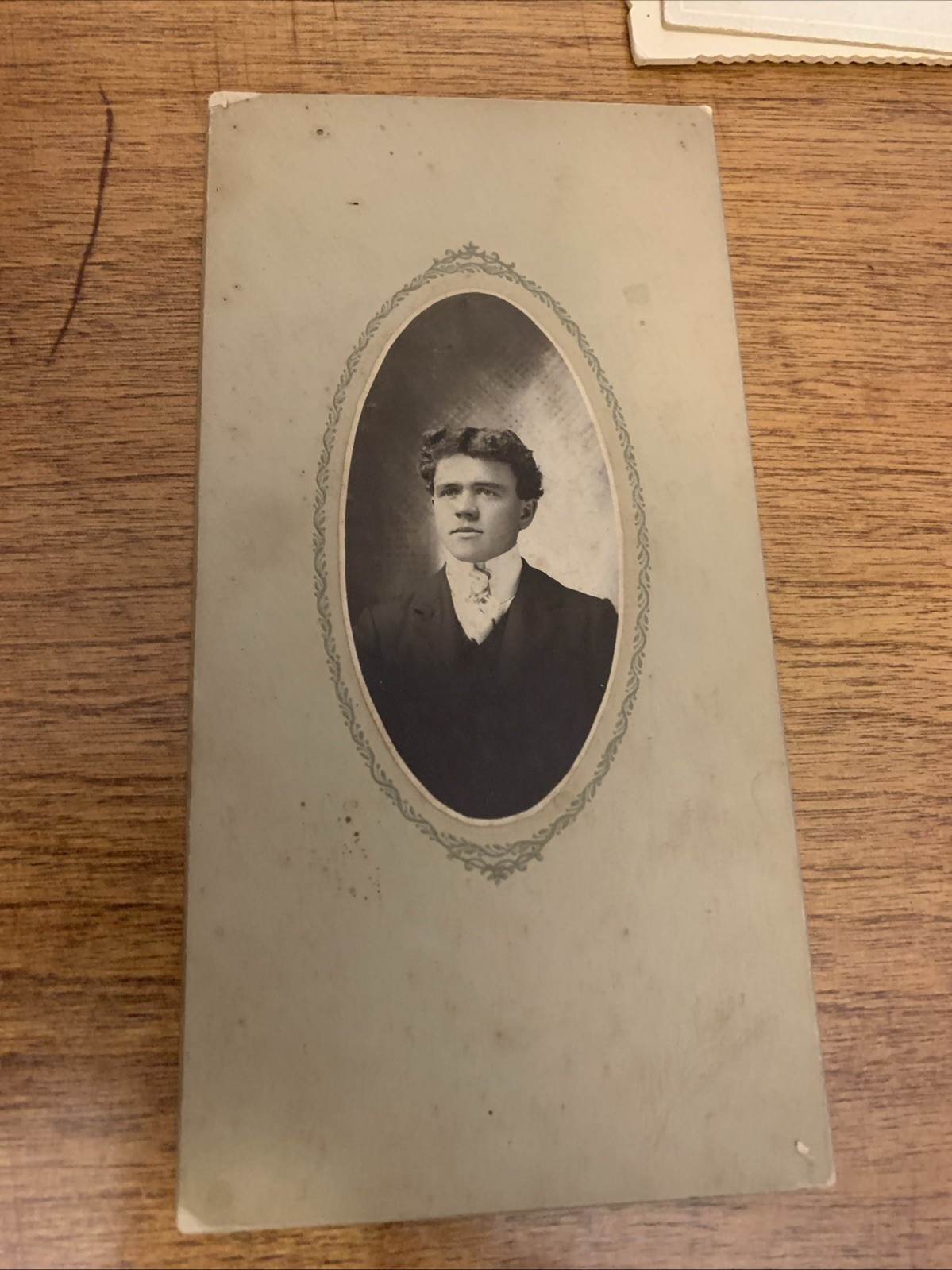 Antique Cabinet Photo Handsome Young Man