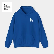 Los Angeles L.A City Logo LA Script Blue Black Baseball Unisex Hoodie Sweatshirt