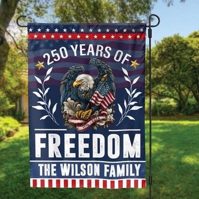 Personalized Family Name America 250 Of Freedom Eagle Garden Flag House Outdoor
