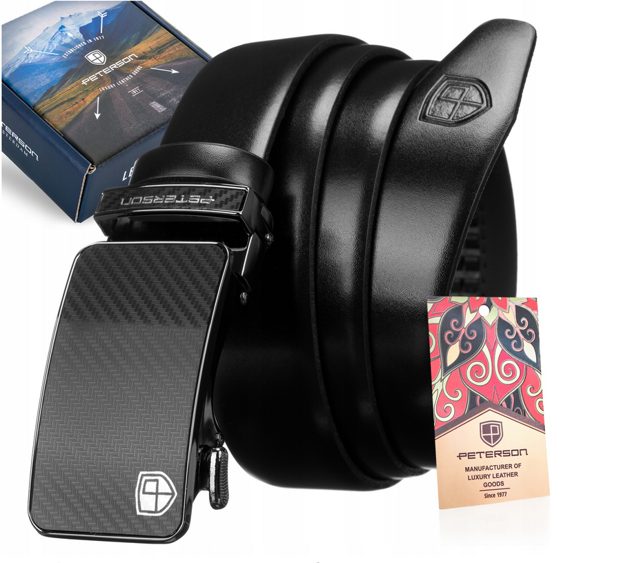 Men's leather belt with automatic buckle - Peterson