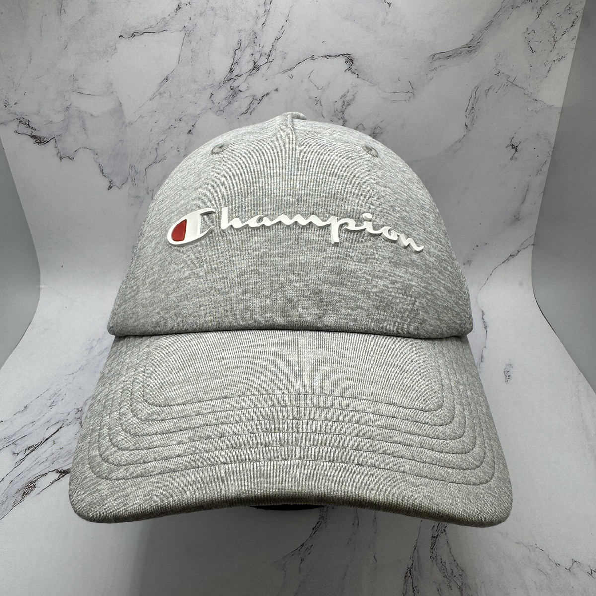 Champion Hat Cap Strap Back Adjustable Heather Gray Logo