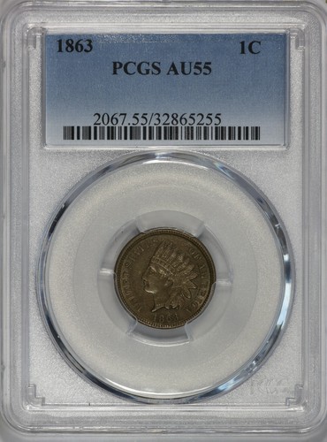 1863 1C Indian Head Cent- PCGS AU55 - Picture 2 of 4