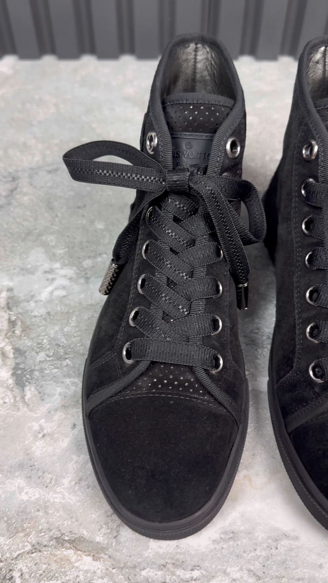 Louis Vuitton High Top Sneakers LV Logo Black Perforated Louis Vuitton High Top Sneakers LV Logo Black Perforated
