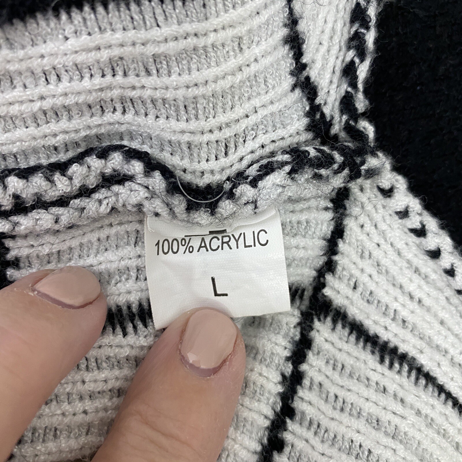 Black/White Windowpane Pullover Turtleneck Sweate… - image 7