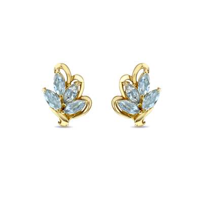 Cluster Aquamarin Ohrringe 14k Gelbgold