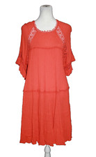 Patrons of Peace Women's Coral Orange Maxi Dress Boho Hippie Loose Fit Size M