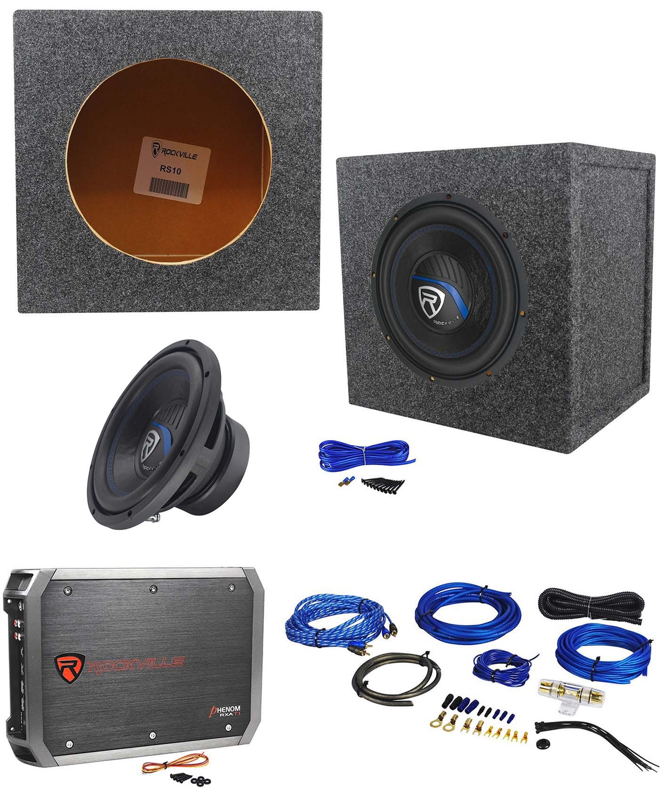 Rockville K5 W10K5S4 10 Сабвуфер мощностью 1200 Вт Герметичный сабвуфер Усилитель Комплект усилителей 28790₽