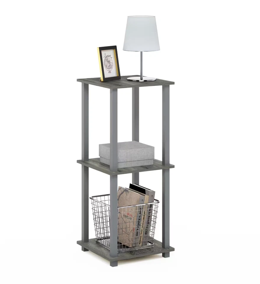 Furinno End Table French Oak Grey Wooden Top Plastic Rectangle Frame (2-Pack) - Image 3 of 4