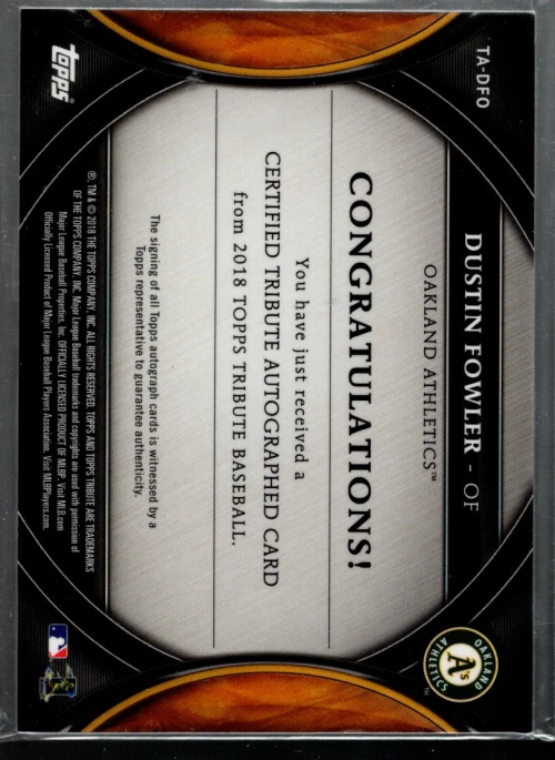A5762- 2018 Topps Tribute Autographs #TADFO Dustin Fowler Auto /199 - NM-MT - Image 2 of 2