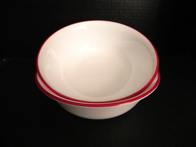 Red Trim Soup/Cereal Bowl SPLENDOR by CORNING (set of 2)