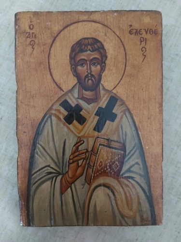 Saint Eleutherius Religious Orthodox Byzantine Icon Hand Painted!!!