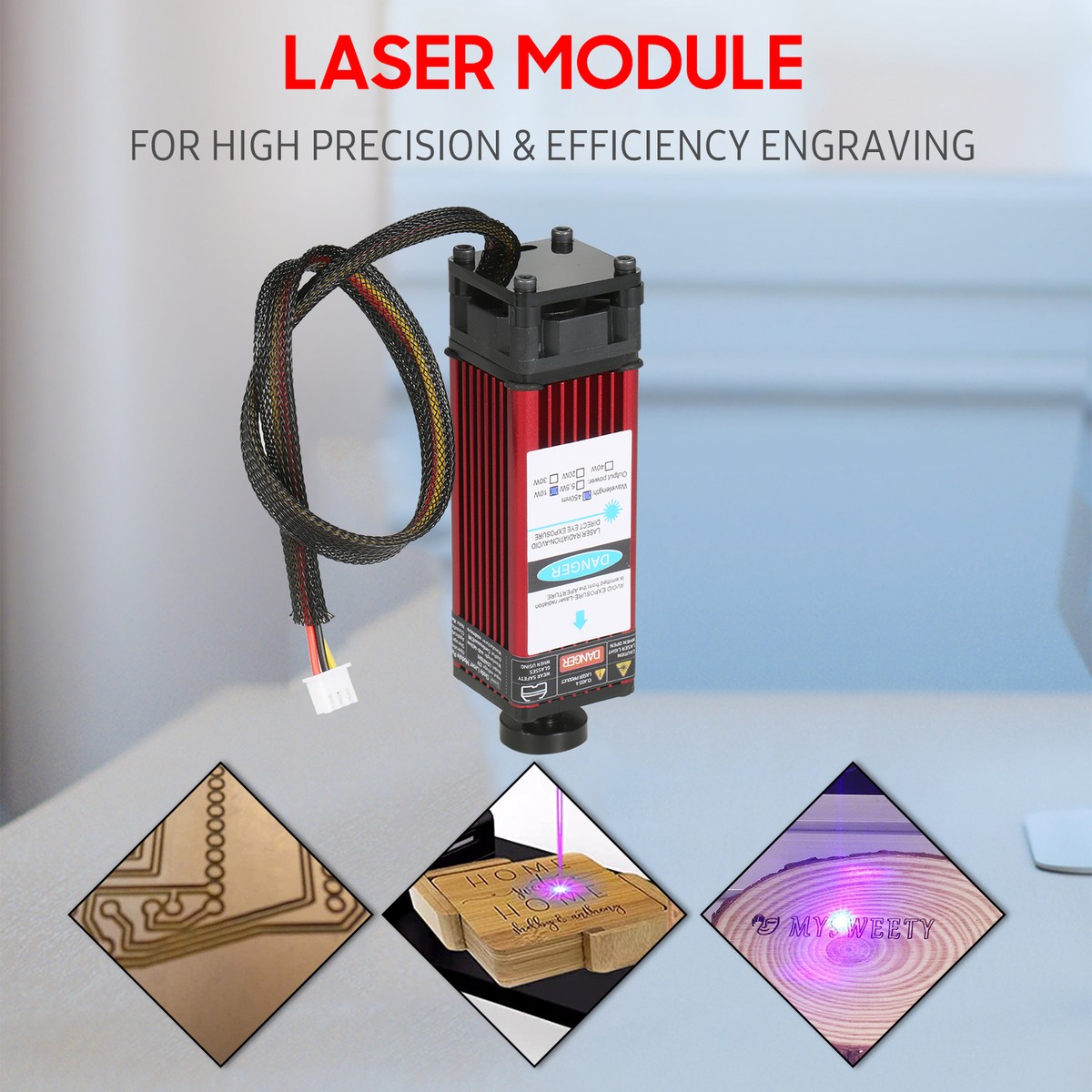 Modulo Laser 5.5W 450nm Per Incisione E Taglio - Testa Regolabile Per CNC - Foto 6